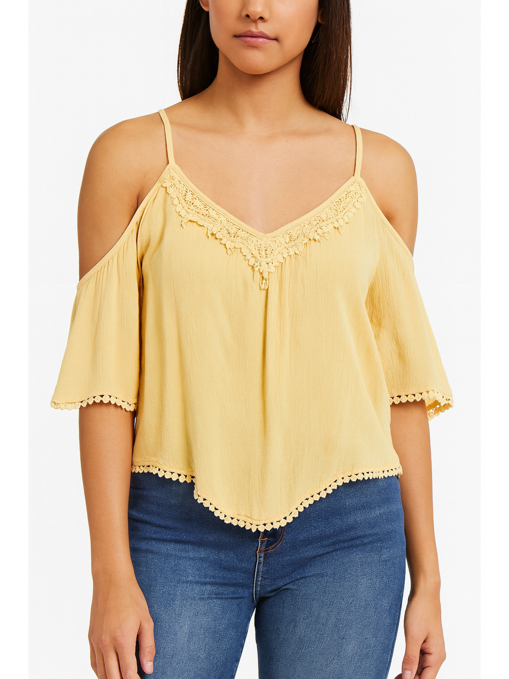 Vintage Y2K Charlotte Russe Boho Cold Shoulder Top Womens M Cottagecore Peasant